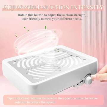 ANGNYA Nail Dust Collector with LED Light,Nail Dust Collector for Acrylic Nails Powerful 40 W Nail Vacuum Dust Collection with 1Reusable Filters & 1 Brush Dust Collector for Nails Tech