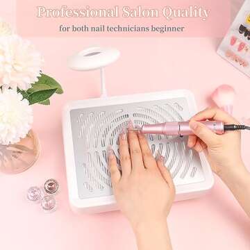 ANGNYA Nail Dust Collector with LED Light,Nail Dust Collector for Acrylic Nails Powerful 40 W Nail Vacuum Dust Collection with 1Reusable Filters & 1 Brush Dust Collector for Nails Tech