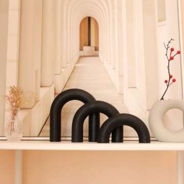 SINTENILL 3Pcs Wood Arch Decorative Objects - Aesthetic Shelf Decor, Neutral Home Decor Accents Mode...