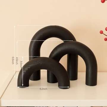SINTENILL 3Pcs Wood Arch Decorative Objects - Aesthetic Shelf Decor, Neutral Home Decor Accents Modern Bookshelf Decor, Coffee Table Decor, Boho Living Room Decor, Entryway Mantel Table Decor