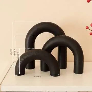 SINTENILL 3Pcs Wood Arch Decorative Objects - Aesthetic Shelf Decor, Neutral Home Decor Accents Modern Bookshelf Decor, Coffee Table Decor, Boho Living Room Decor, Entryway Mantel Table Decor