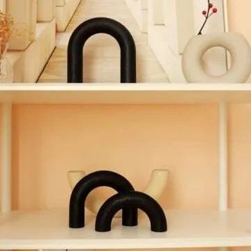 SINTENILL 3Pcs Wood Arch Decorative Objects - Aesthetic Shelf Decor, Neutral Home Decor Accents Modern Bookshelf Decor, Coffee Table Decor, Boho Living Room Decor, Entryway Mantel Table Decor