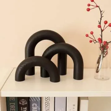 SINTENILL 3Pcs Wood Arch Decorative Objects - Aesthetic Shelf Decor, Neutral Home Decor Accents Modern Bookshelf Decor, Coffee Table Decor, Boho Living Room Decor, Entryway Mantel Table Decor