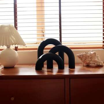 SINTENILL 3Pcs Wood Arch Decorative Objects - Aesthetic Shelf Decor, Neutral Home Decor Accents Modern Bookshelf Decor, Coffee Table Decor, Boho Living Room Decor, Entryway Mantel Table Decor