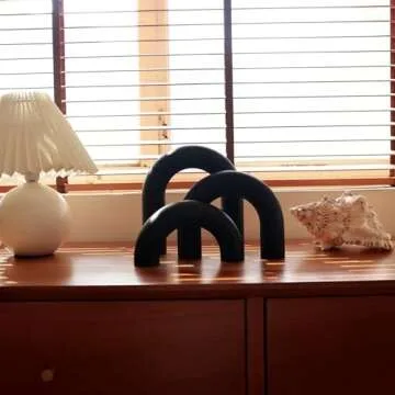 SINTENILL 3Pcs Wood Arch Decorative Objects - Aesthetic Shelf Decor, Neutral Home Decor Accents Modern Bookshelf Decor, Coffee Table Decor, Boho Living Room Decor, Entryway Mantel Table Decor