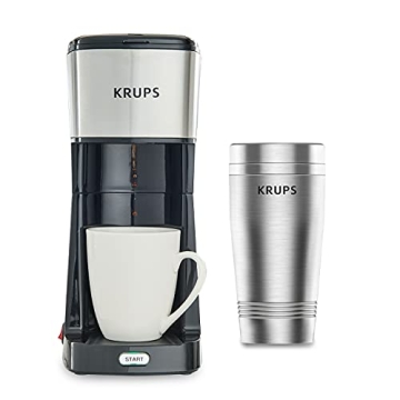 Krups Simply Brew Stainless Steel Single Serve Drip Coffee Maker amd Travel Tumbler 12 Ounce Stainle...