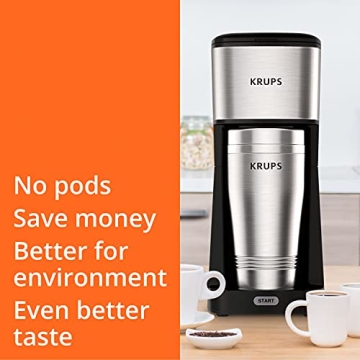 Krups Simply Brew Stainless Steel Coffee Maker with Tumbler
