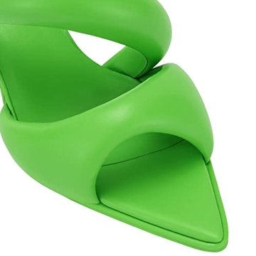 JW PEI Women's Stylish Vegan Neon Green Heeled Mules
