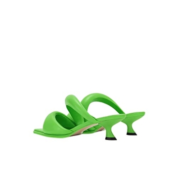 JW PEI Women's Stylish Vegan Neon Green Heeled Mules