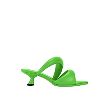 JW PEI Women's Stylish Vegan Neon Green Heeled Mules