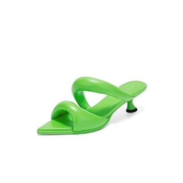 JW PEI Women's Stylish Vegan Neon Green Heeled Mules