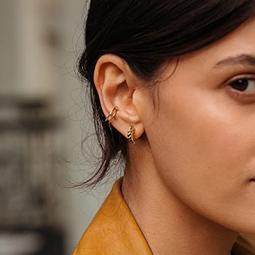 14k Gold Chunky Hoop Earrings Hypoallergenic Lightweight