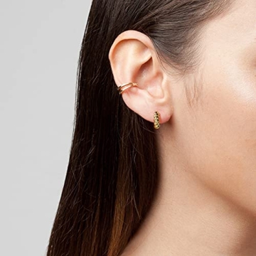 14k Gold Chunky Hoop Earrings Hypoallergenic Lightweight