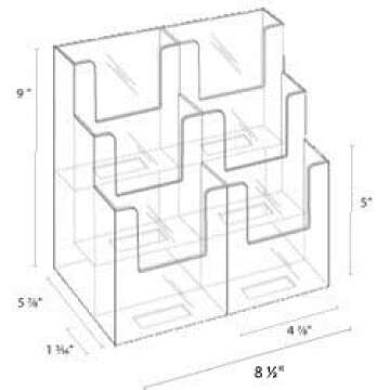 Dazzling Displays Acrylic Stand 3 Tier, 6 Pocket Fits 4 by 9 Material, Trifold Brochure Holder, Coun...