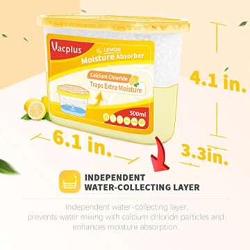 Vacplus Moisture Absorbers 6 pack, 10.5Oz Portable Humidity Absorber Boxes for Your Bathroom, Closet & Car, Dehumidifier with Lemon Fragrance, Yellow
