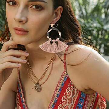 Trendy Hoop Tassel Earrings for Women