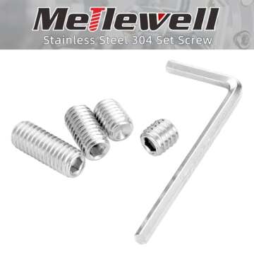 #10-32 x 1/2" Hex Allen Head Socket Set Screws Grub Screw Bolts, 304 Stainless Steel Internal Hex Dr...