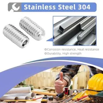 #10-32 x 1/2" Hex Allen Head Socket Set Screws Grub Screw Bolts, 304 Stainless Steel Internal Hex Drive Cup-Point Screws with Hex Wrenches, 50 PCS