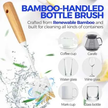 Holikme 6 Pack Dish Brush Scouring Pad Set with Bottle Brush, Dish Brush, Palm Scrub Brush and Straw Brush, Dish Scrubber Long Handle for Dish Bottle Cup Skillet Wok Pot Pan Cast Iron, Yellow