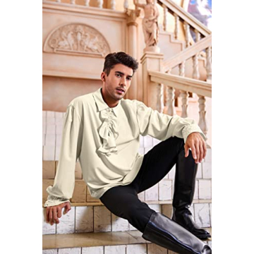 Bbalizko Mens Renaissance Ruffle Pirate Gothic Shirt