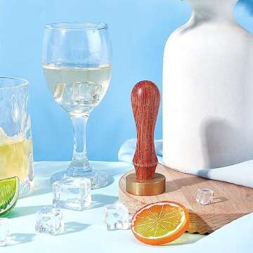 CRASPIRE M Ice Stamp Letter Ice Cube Stamp Ice Branding Stamp with Removable Brass Head & Wood Handle Vintage Ice Stamp for DIY Crafting Cocktail Whiskey Mojito Drinks Bar Making, Serif M