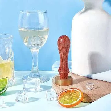 CRASPIRE M Ice Stamp Letter Ice Cube Stamp Ice Branding Stamp with Removable Brass Head & Wood Handle Vintage Ice Stamp for DIY Crafting Cocktail Whiskey Mojito Drinks Bar Making, Serif M