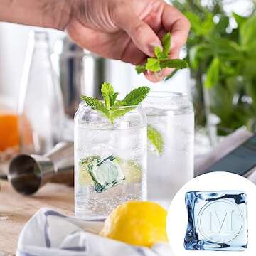 CRASPIRE M Ice Stamp Letter Ice Cube Stamp Ice Branding Stamp with Removable Brass Head & Wood Handle Vintage Ice Stamp for DIY Crafting Cocktail Whiskey Mojito Drinks Bar Making, Serif M