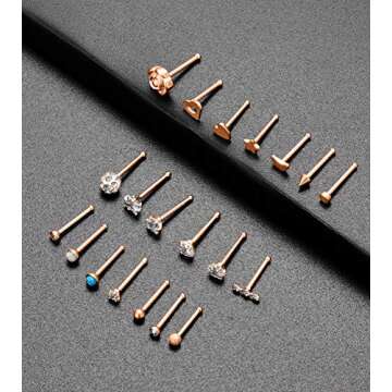 Stylish Tornito 20G 20Pcs Nose Ring Jewelry Set for All
