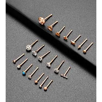 Stylish Tornito 20G 20Pcs Nose Ring Jewelry Set for All