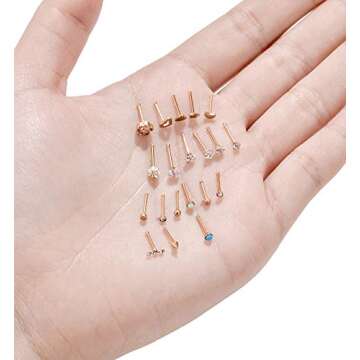 Stylish Tornito 20G 20Pcs Nose Ring Jewelry Set for All