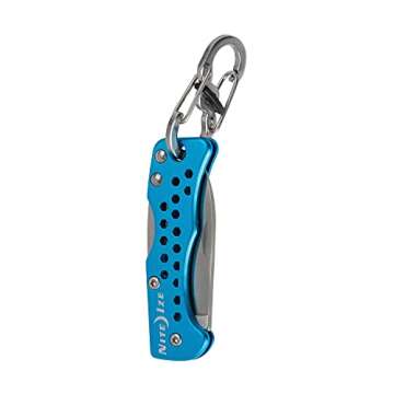 Nite Ize DoohicKey Key Chain Knife - Keychain with Folding Pocket Knife for Keychains - Pocket & Folding Knife on Carabiner for Keys - Hiking & Camping Accessories - Blue