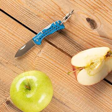 Nite Ize DoohicKey Key Chain Knife - Keychain with Folding Pocket Knife for Keychains - Pocket & Folding Knife on Carabiner for Keys - Hiking & Camping Accessories - Blue