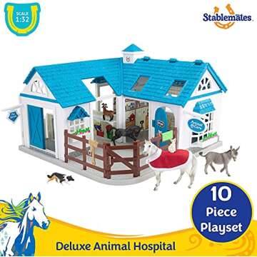 Breyer Stablemates Deluxe Animal Hospital Playset | 10 Pieces for Imaginative Play | 1:32 Scale | Mo...
