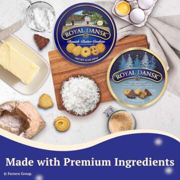 Royal Dansk Holiday Cookie 4 Pack, Exclusive Amazon Multipack of Original Danish Butter Cookies, Festive Tins for Christmas Gifts, Made with Real Butter, Non-GMO Ingredients