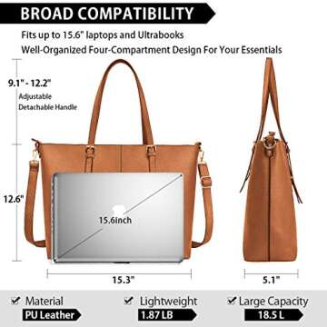 Stylish Lightweight Laptop Tote Bag for Women 15.6 Inch
