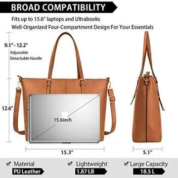 Stylish Lightweight Laptop Tote Bag for Women 15.6 Inch