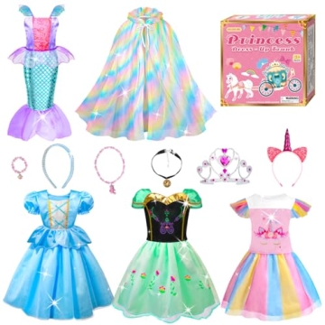 Meland Princess Dress Up for Girls - Dress Up Clothes for Little Girls with Cape, Princess Toys for ...