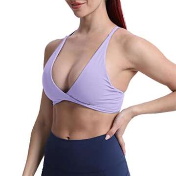 Aoxjox Women's Workout Sports Bras Fitness Backless Padded Sienna Low Impact Bra Yoga Crop Tank Top (Purple Heather, Small)