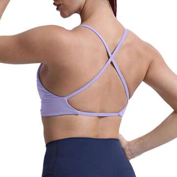 Aoxjox Women's Workout Sports Bras Fitness Backless Padded Sienna Low Impact Bra Yoga Crop Tank Top (Purple Heather, Small)