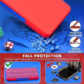 CYKOARMOR Switch Game Holder Case with 24 Slots Compact Red Blue
