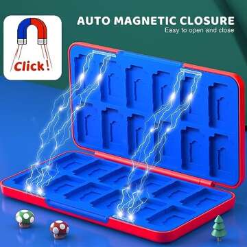 CYKOARMOR Switch Game Holder Case with 24 Slots Compact Red Blue