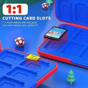 CYKOARMOR Switch Game Holder Case with 24 Slots Compact Red Blue