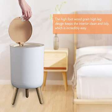 Jroneu Trash can，Garbage can with Press top Lid，Nordic Modern Waste Basket，Plastic Trash bin Suitable for Kitchen, Bathroom, Bedroom, Living Room, Office, Outdoor，Dog Proof Trash can-1.8 Gallon - 7L