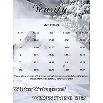 Yousify Womens Snow Bibs Insulated Waterproof Ski Bibs Overalls Winter Outdoor Snow Pants