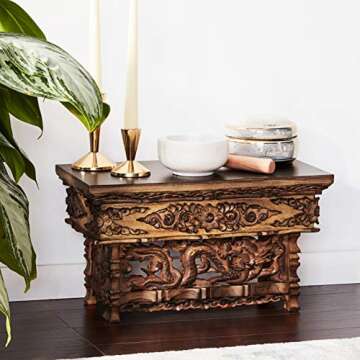 Tribe Azure Fair Trade Small Altar Table, Meditation Table Altar, Small Puja Table, Meditation Altar...