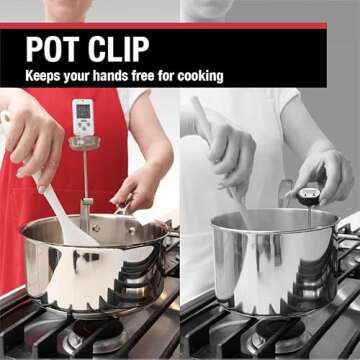 CDN Digital Candy Thermometer Long 8'' Stainless Steel Stem, Adjustable Pot Clip, Preset Candy Stages with Audio/Visual Alerts, Instant Read For Cooking, Deep Frying & Oil - DTC450