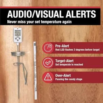 CDN Digital Candy Thermometer Long 8'' Stainless Steel Stem, Adjustable Pot Clip, Preset Candy Stages with Audio/Visual Alerts, Instant Read For Cooking, Deep Frying & Oil - DTC450