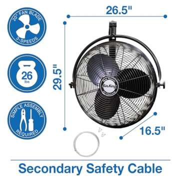 Air King 9020 Industrial Wall Mount Fan Powerful Cooling
