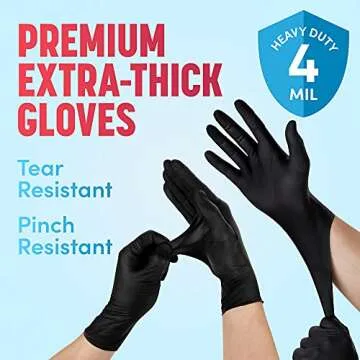 Climax Plus Black Nitrile Gloves - Extra-Thick & Durable