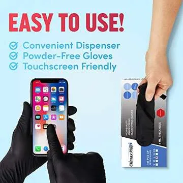 Climax Plus Black Nitrile Gloves - Extra-Thick & Durable